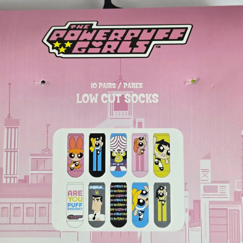Powerpuff Girls 10-Pack Low Cut‎ Socks Fits Shoe Size 4-10 New
